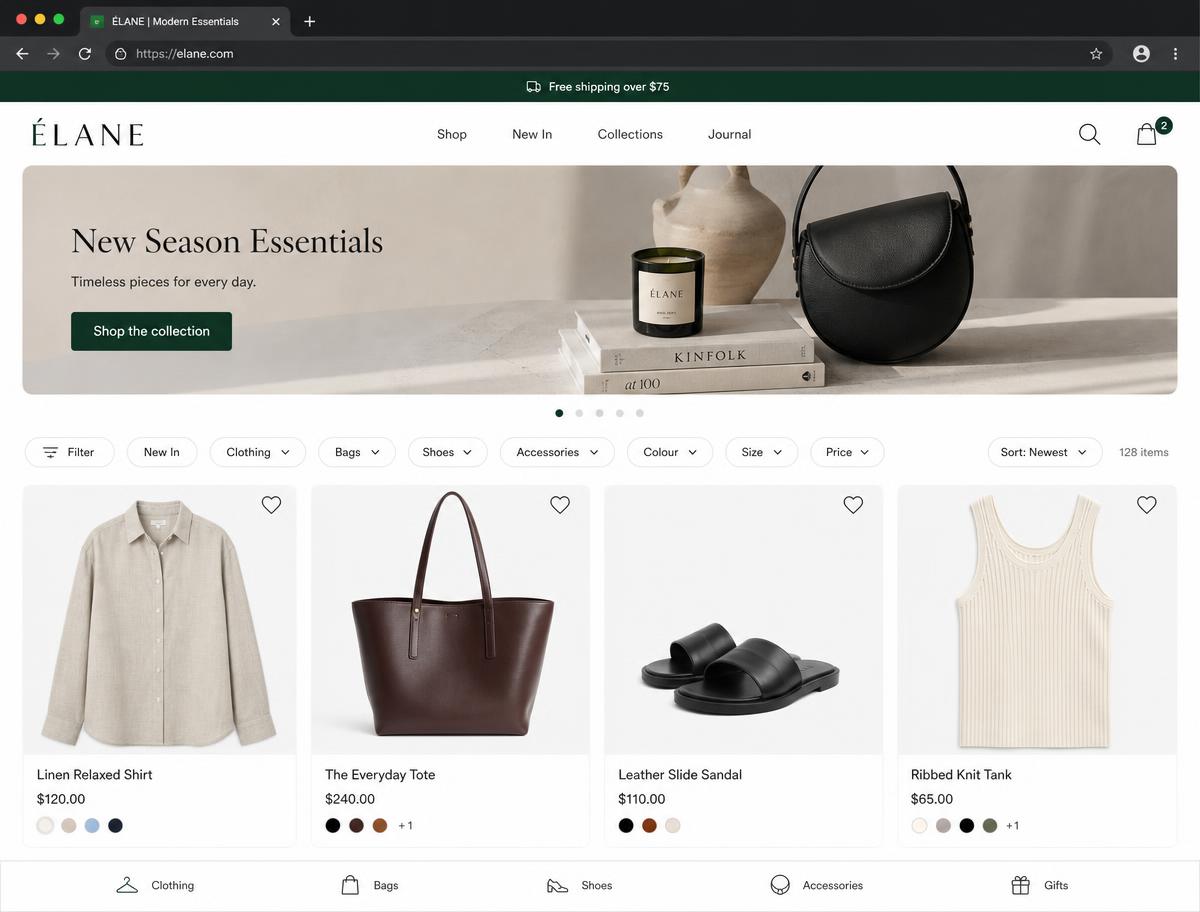 Design concept for a local retail shop website