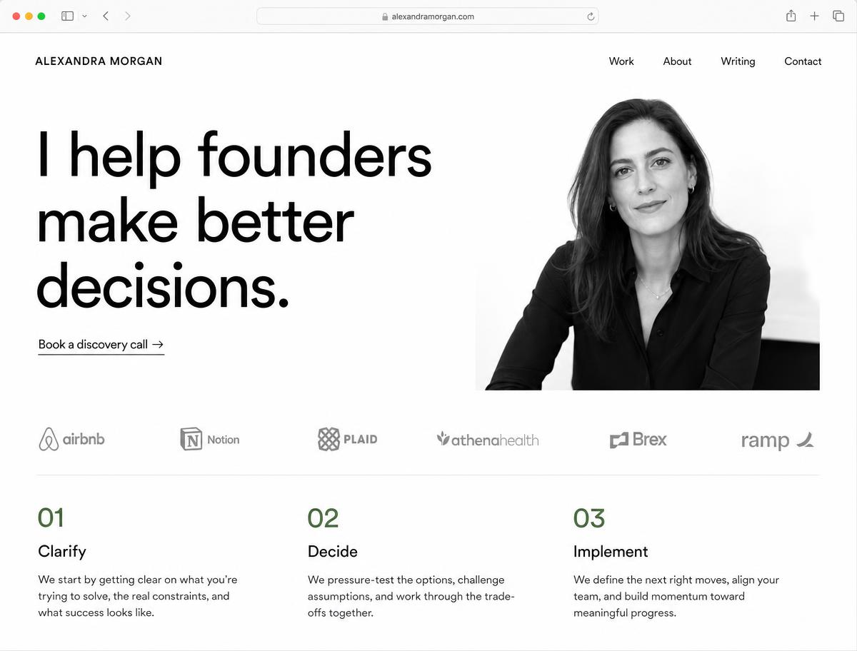 Design concept for a tutoring and consulting website